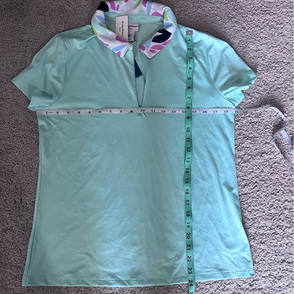 NWT Tommy Bahama Light Green Polo with Patterned Collar - Picture 5 of 5